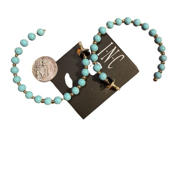 I.n.c. International Concepts Gold-Tone Large Color Bead C-Hoop Earrings - blue - Picture 4 of 4